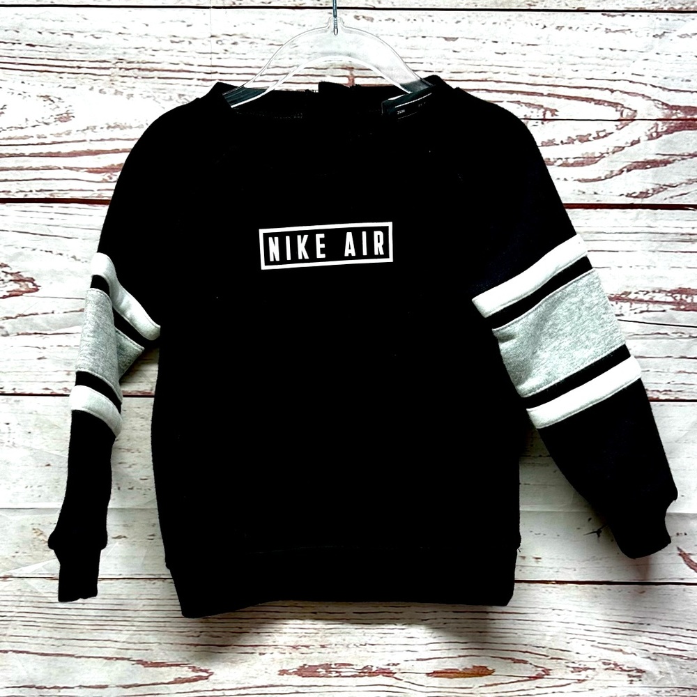 Nike Black and Gray Sporty Sweatshirt with Graphic Size 24 Months